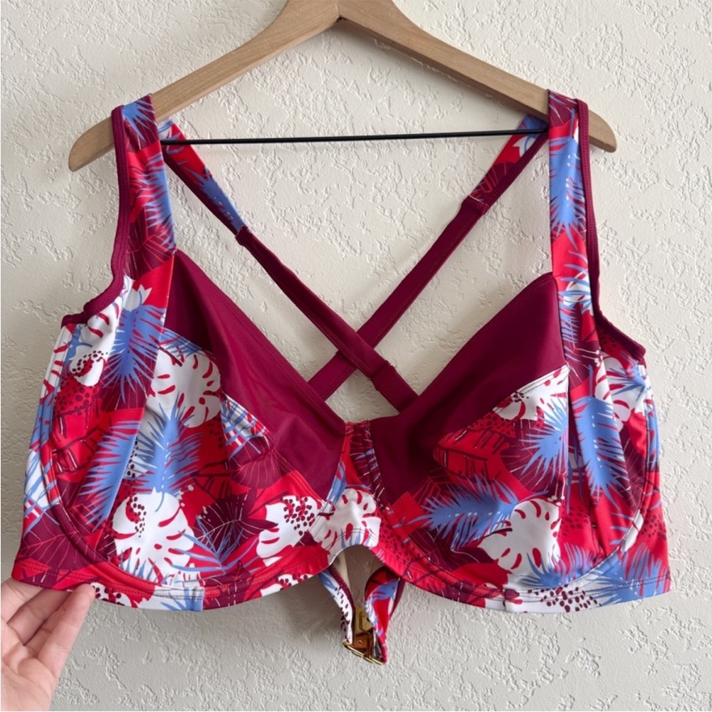Swimsuits For All Plus Size Tropical Underwire Bikini Swim Top NWT